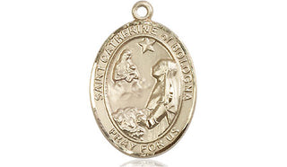 14kt Gold Saint Catherine of Bologna Medal Engraved Catholic Saint Jewelry