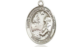 Sterling Silver Saint Catherine of Bologna Medal Religious Jewelry Engraved Catholic Saint Jewelry