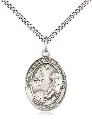 Sterling Silver Saint Catherine of Bologna Medal Religious Jewelry Engraved Catholic Saint Jewelry