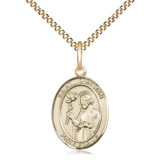 14kt Gold Filled Saint Dunstan Medal Religious Jewelry Engraved Catholic Saint Jewelry