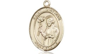 14kt Gold Saint Dunstan Medal Engraved Catholic Saint Jewelry