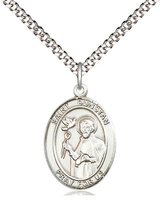 Sterling Silver Saint Dunstan Medal Religious Jewelry Engraved Catholic Saint Jewelry