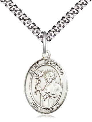 Sterling Silver Saint Dunstan Medal Religious Jewelry Engraved Catholic Saint Jewelry