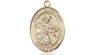14kt Gold Filled Saint Eustachius Medal Engraved Catholic Saint Jewelry