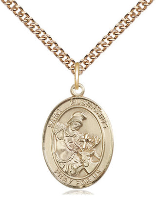 14kt Gold Filled Saint Eustachius Medal Religious Jewelry Engraved Catholic Saint Jewelry