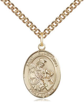 14kt Gold Filled Saint Eustachius Medal Religious Jewelry Engraved Catholic Saint Jewelry