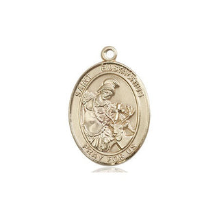 14kt Gold Saint Eustachius Medal Engraved Catholic Saint Jewelry