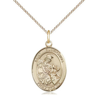 14kt Gold Saint Eustachius Medal Engraved Catholic Saint Jewelry