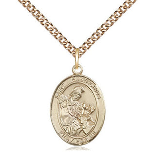 14kt Gold Saint Eustachius Medal Engraved Catholic Saint Jewelry