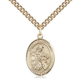 14kt Gold Saint Eustachius Medal Engraved Catholic Saint Jewelry