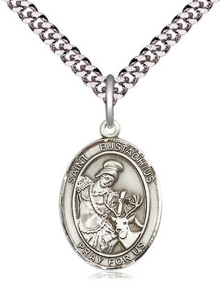 Pewter Saint Eustachius Medal Religious Jewelry Engraved Catholic Saint Jewelry