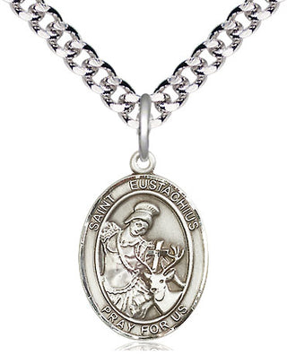 Pewter Saint Eustachius Medal Religious Jewelry Engraved Catholic Saint Jewelry