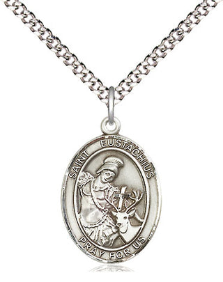 Pewter Saint Eustachius Medal Religious Jewelry Engraved Catholic Saint Jewelry
