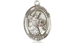 Sterling Silver Saint Eustachius Medal Religious Jewelry Engraved Catholic Saint Jewelry