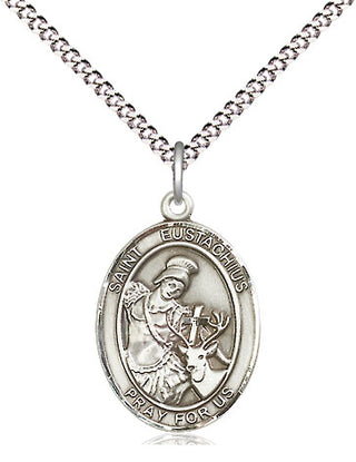 Sterling Silver Saint Eustachius Medal Religious Jewelry Engraved Catholic Saint Jewelry