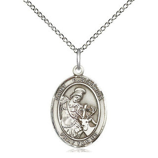 Sterling Silver Saint Eustachius Medal Religious Jewelry Engraved Catholic Saint Jewelry