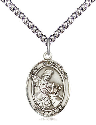 Sterling Silver Saint Eustachius Medal Religious Jewelry Engraved Catholic Saint Jewelry