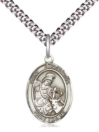 Sterling Silver Saint Eustachius Medal Religious Jewelry Engraved Catholic Saint Jewelry