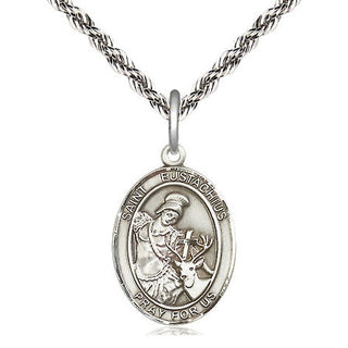 Sterling Silver Saint Eustachius Medal Religious Jewelry Engraved Catholic Saint Jewelry