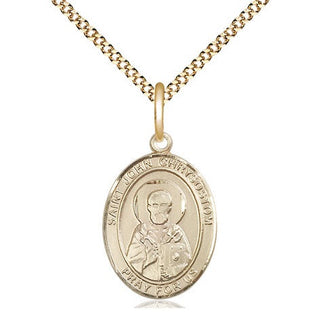 14kt Gold Filled Saint John Chrysostom Medal Religious Jewelry Engraved Catholic Saint Jewelry