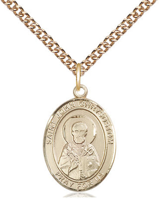 14kt Gold Filled Saint John Chrysostom Medal Religious Jewelry Engraved Catholic Saint Jewelry