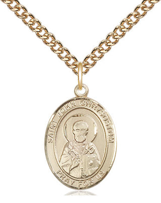 14kt Gold Filled Saint John Chrysostom Medal Religious Jewelry Engraved Catholic Saint Jewelry