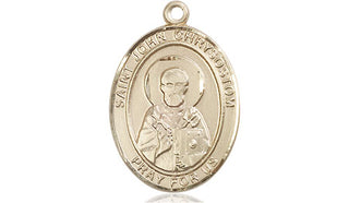 14kt Gold Saint John Chrysostom Medal Engraved Catholic Saint Jewelry