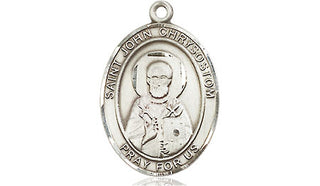 Pewter Saint John Chrysostom Medal Engraved Catholic Saint Jewelry