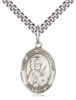 Pewter Saint John Chrysostom Medal Religious Jewelry Engraved Catholic Saint Jewelry