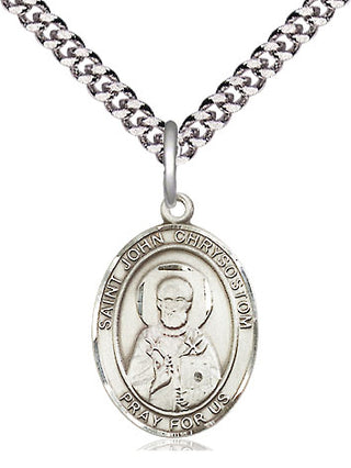 Pewter Saint John Chrysostom Medal Religious Jewelry Engraved Catholic Saint Jewelry