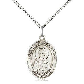 Sterling Silver Saint John Chrysostom Medal Religious Jewelry Engraved Catholic Saint Jewelry