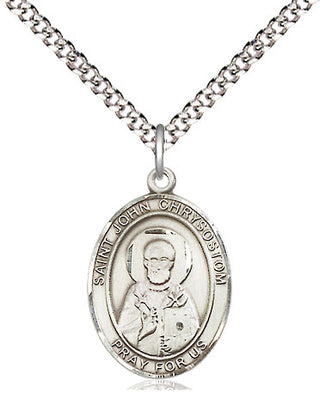 Sterling Silver Saint John Chrysostom Medal Religious Jewelry Engraved Catholic Saint Jewelry