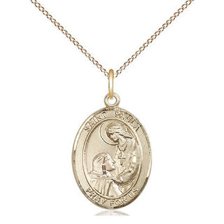 14kt Gold Saint Paula Medal Engraved Catholic Saint Jewelry
