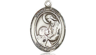 Pewter Saint Paula Medal Engraved Catholic Saint Jewelry
