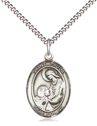 Pewter Saint Paula Medal Religious Jewelry Engraved Catholic Saint Jewelry