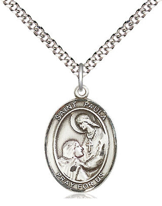 Pewter Saint Paula Medal Religious Jewelry Engraved Catholic Saint Jewelry