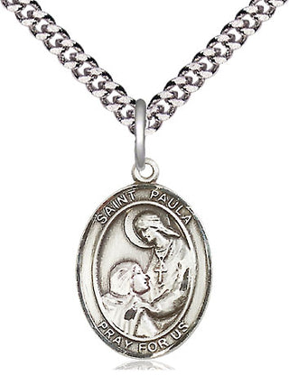Pewter Saint Paula Medal Religious Jewelry Engraved Catholic Saint Jewelry