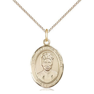 14kt Gold Saint Josephine Bakhita Medal Engraved Catholic Saint Jewelry