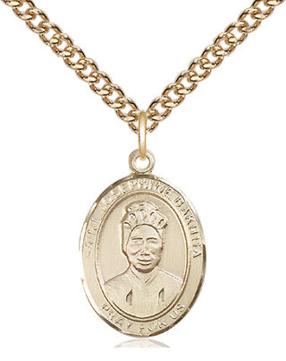 14kt Gold Saint Josephine Bakhita Medal Engraved Catholic Saint Jewelry