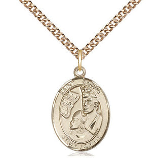 14kt Gold Saint Edwin Medal Engraved Catholic Saint Jewelry