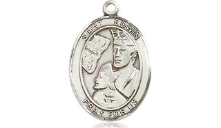 Pewter Saint Edwin Medal Engraved Catholic Saint Jewelry