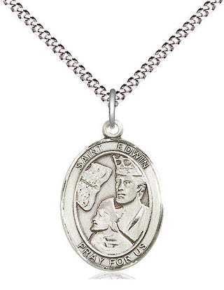 Sterling Silver Saint Edwin Medal Religious Jewelry Engraved Catholic Saint Jewelry