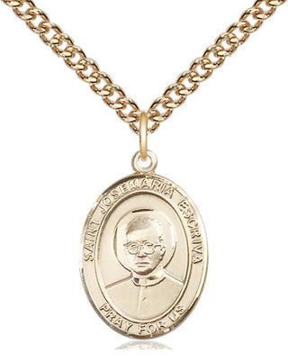 14kt Gold Saint Josemaria Escriva Medal Engraved Catholic Saint Jewelry