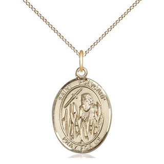 14kt Gold Saint Polycarp of Smyrna Medal Engraved Catholic Saint Jewelry