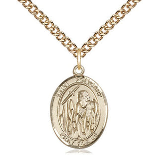 14kt Gold Saint Polycarp of Smyrna Medal Engraved Catholic Saint Jewelry