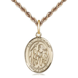 14kt Gold Saint Polycarp of Smyrna Medal Engraved Catholic Saint Jewelry