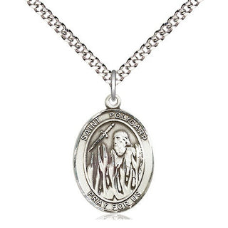 Sterling Silver Saint Polycarp of Smyrna Medal Religious Jewelry Engraved Catholic Saint Jewelry
