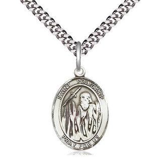 Sterling Silver Saint Polycarp of Smyrna Medal Religious Jewelry Engraved Catholic Saint Jewelry
