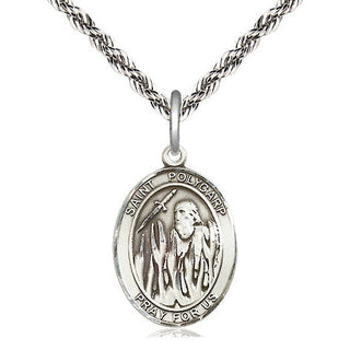 Sterling Silver Saint Polycarp of Smyrna Medal Religious Jewelry Engraved Catholic Saint Jewelry
