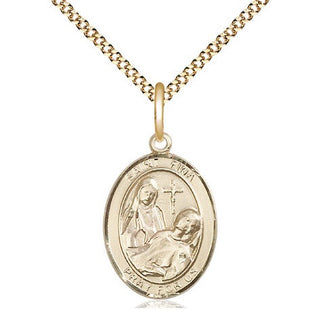 14kt Gold Filled Saint Fina Medal Religious Jewelry Engraved Catholic Saint Jewelry